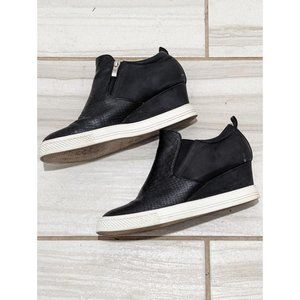 Jolimall Women's Black Leather Wedge Sneakers Size 9